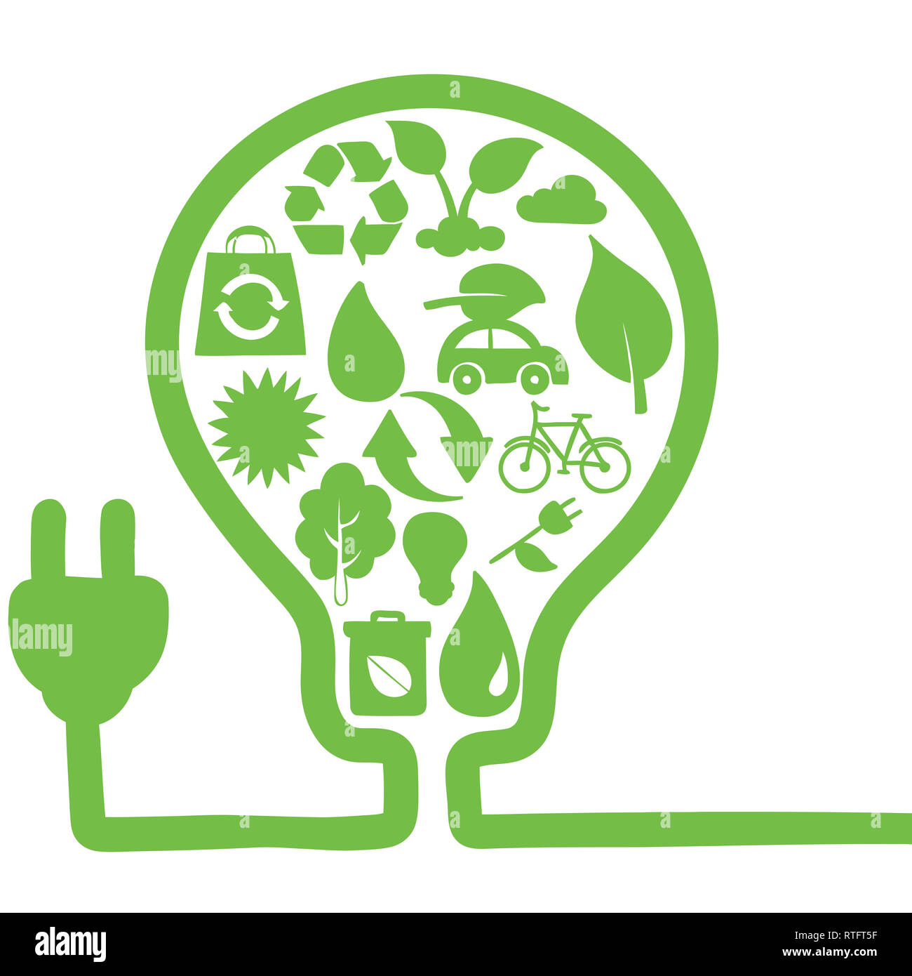 environmental protection friendly green save earth conservation energy lightbulb illustration Stock Photo