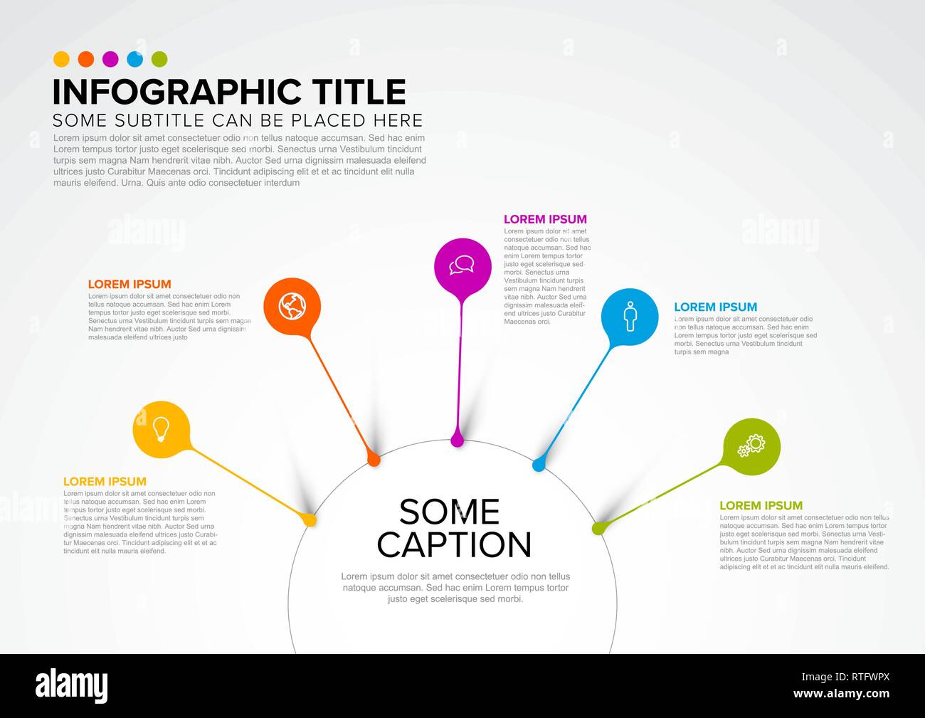 Vector multipurpose Infographic template made from circle and droplet pins Stock Vector