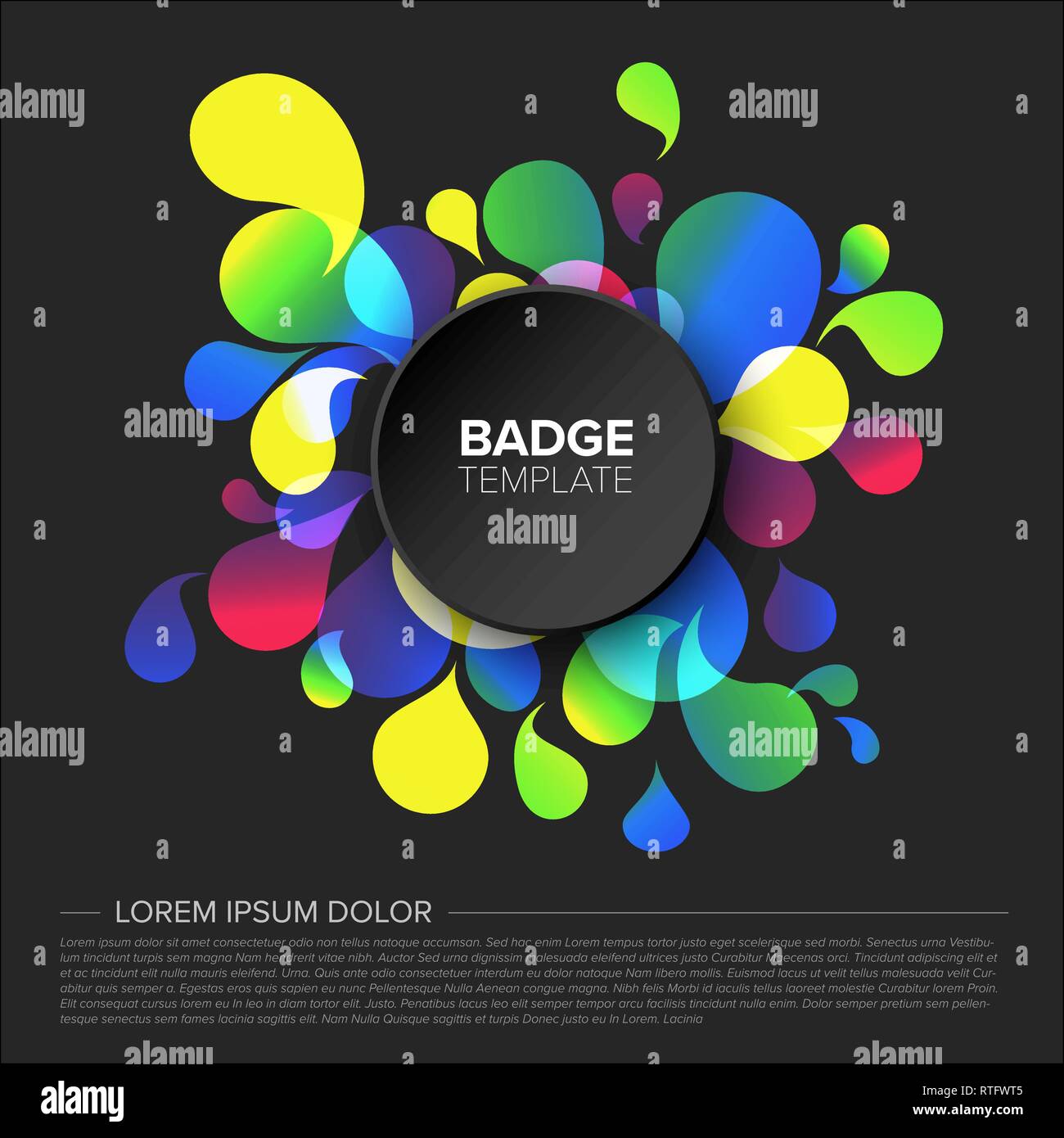 Black creative badge / tag template with sample content and fresh ...