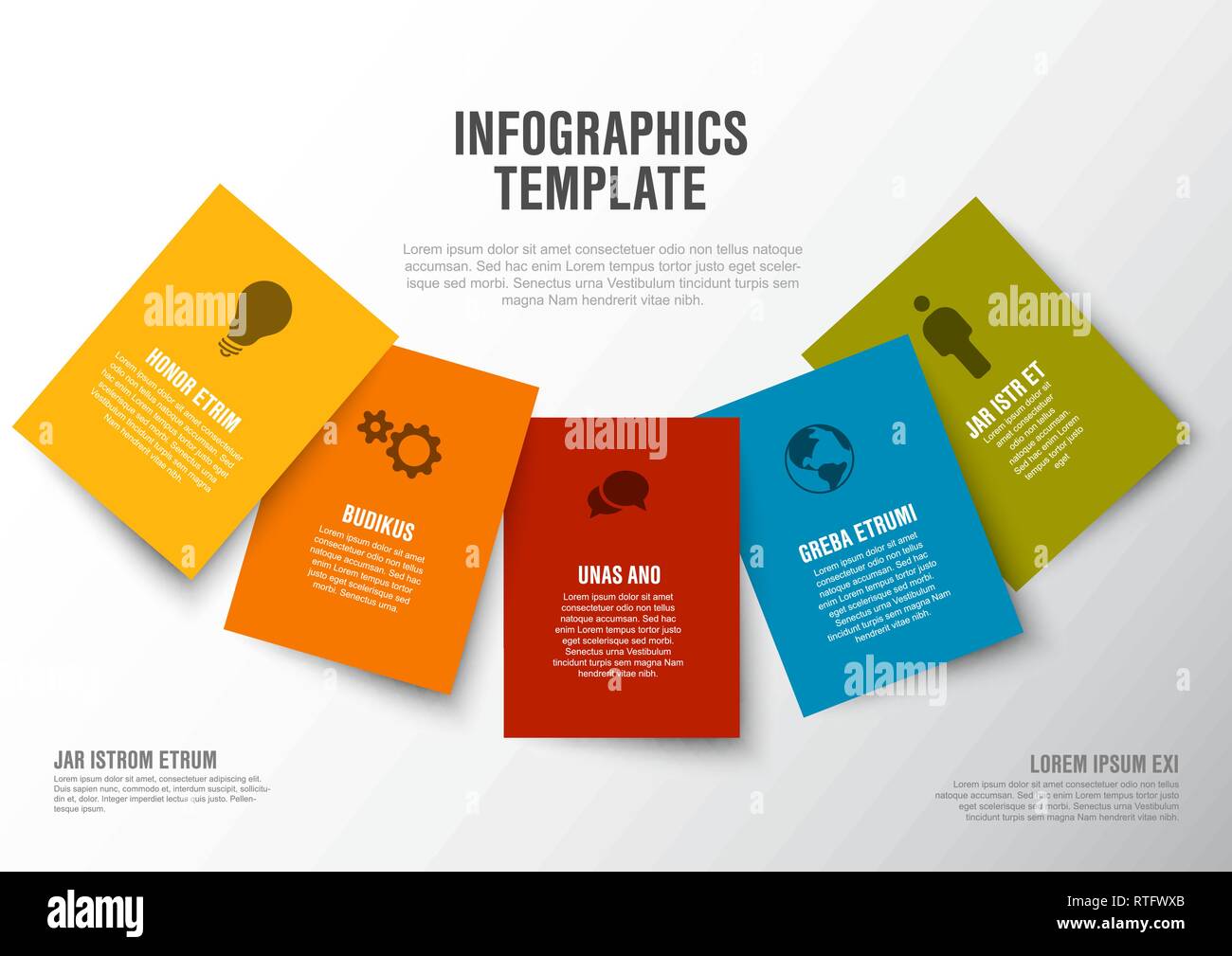 Vector Minimalist colorful Infographic template with rectangle cards ...