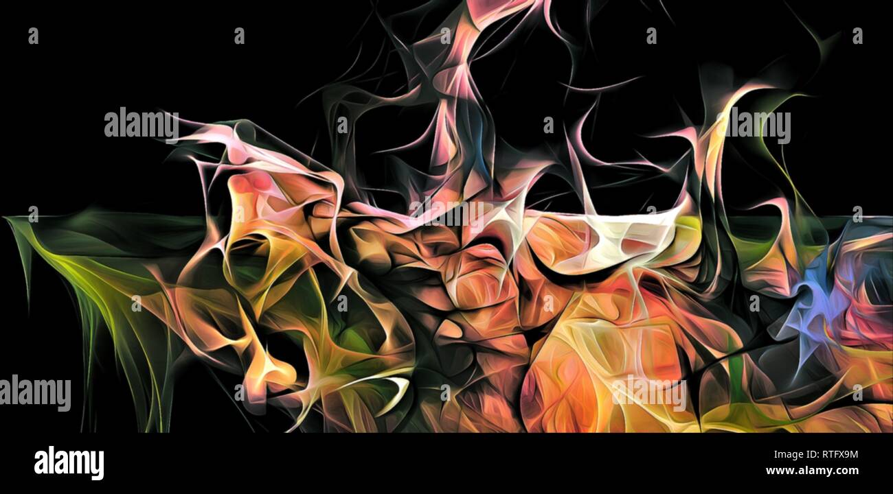 Abstract electrifying lines, smoky fractal pattern, digital ...