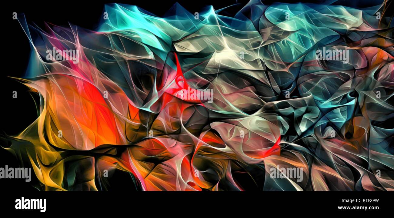 Abstract electrifying lines, smoky fractal pattern, digital ...