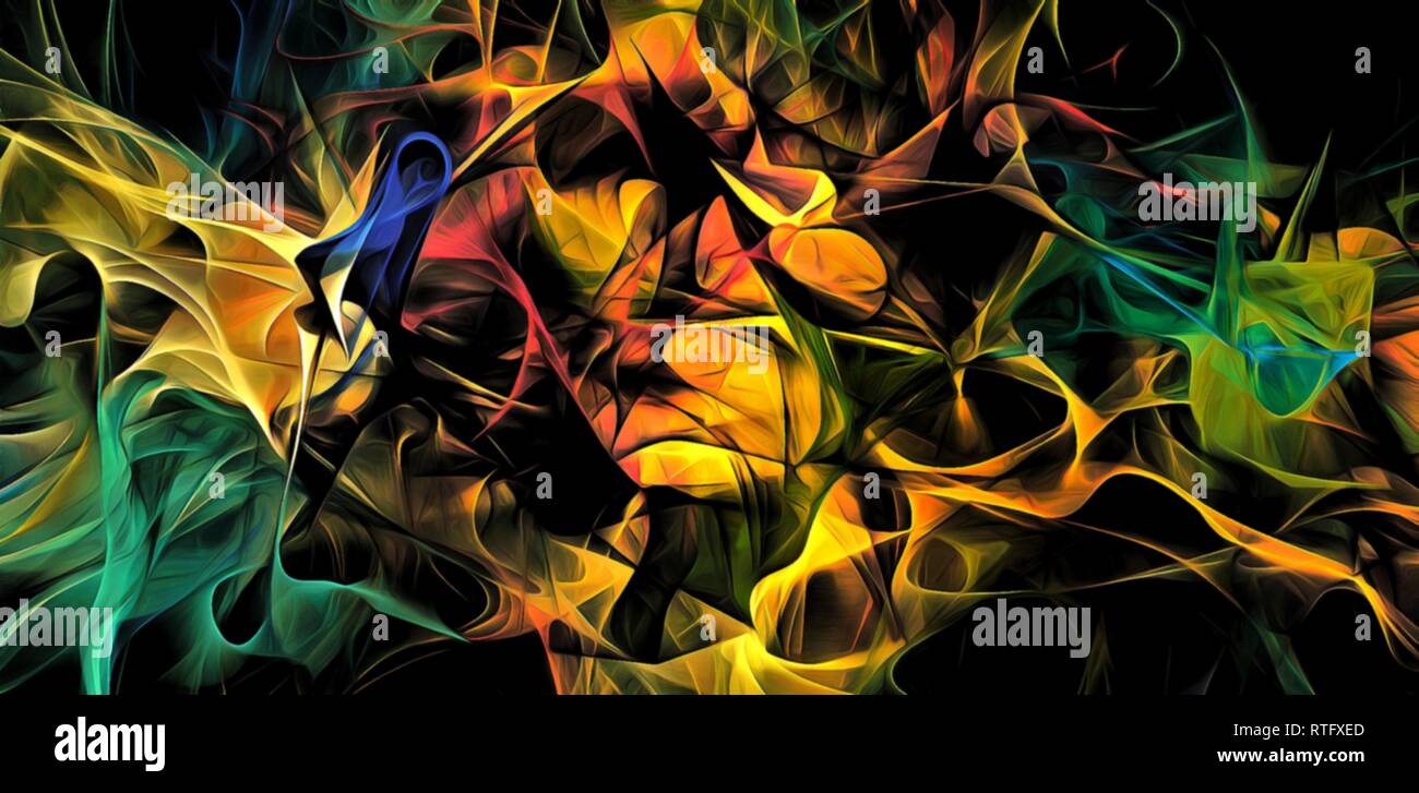 Abstract electrifying lines, smoky fractal pattern, digital ...