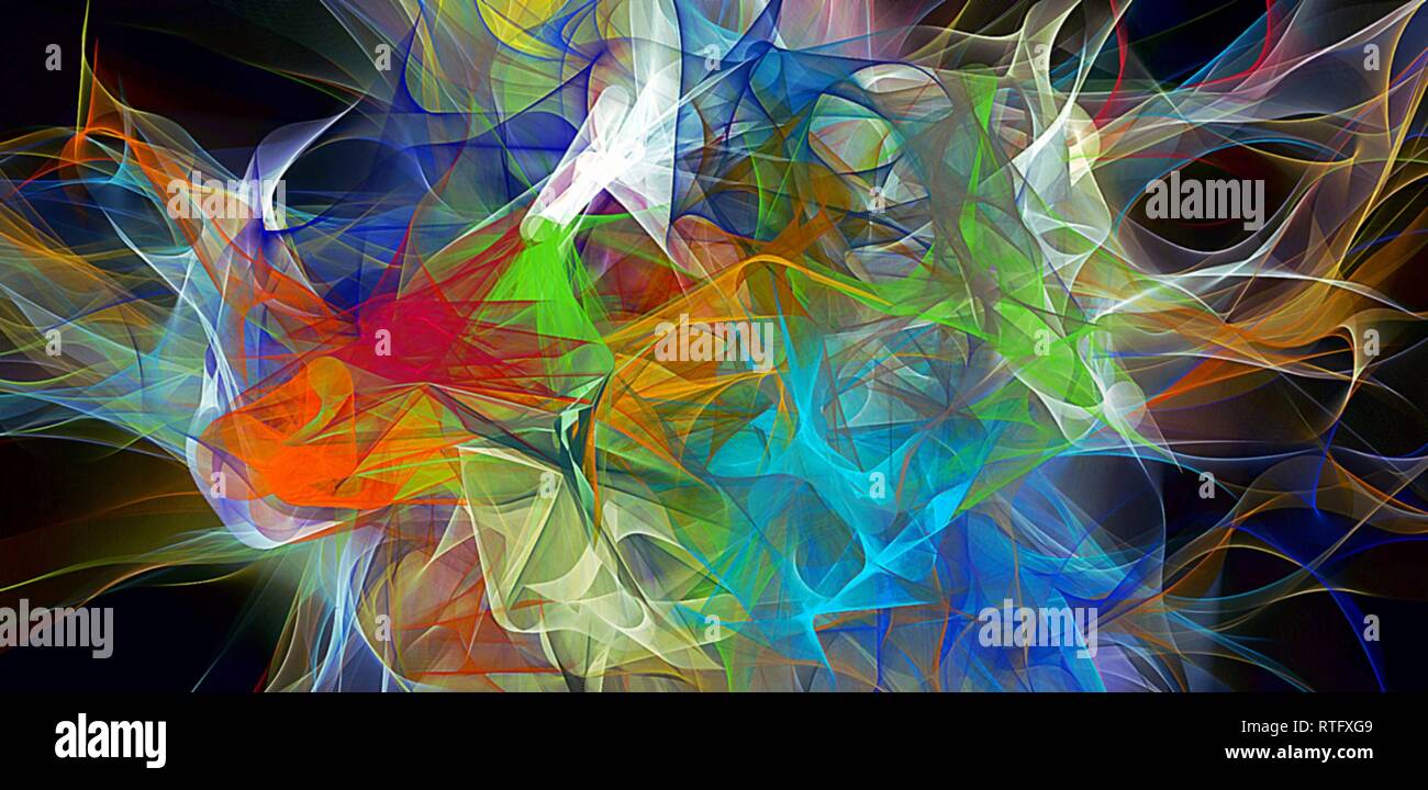 Abstract electrifying lines, smoky fractal pattern, digital ...