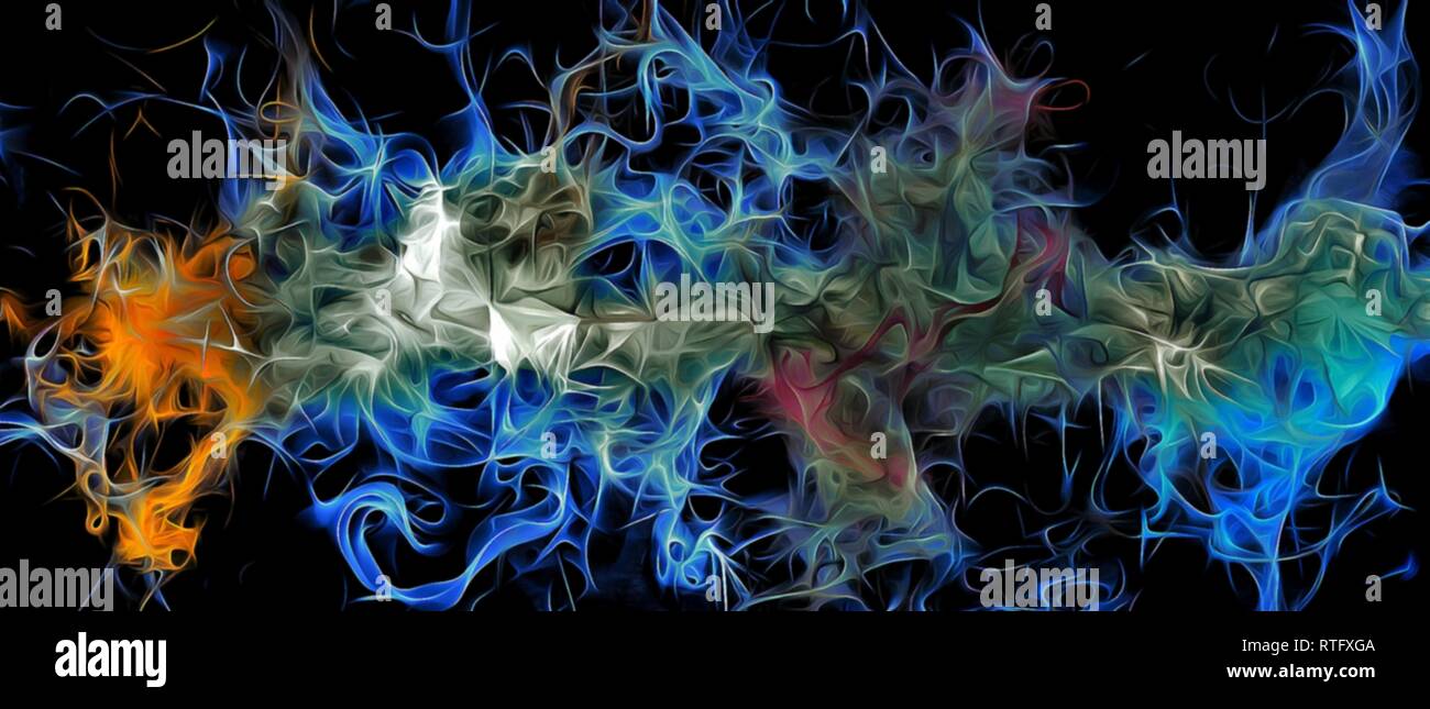 Abstract electrifying lines, smoky fractal pattern, digital ...