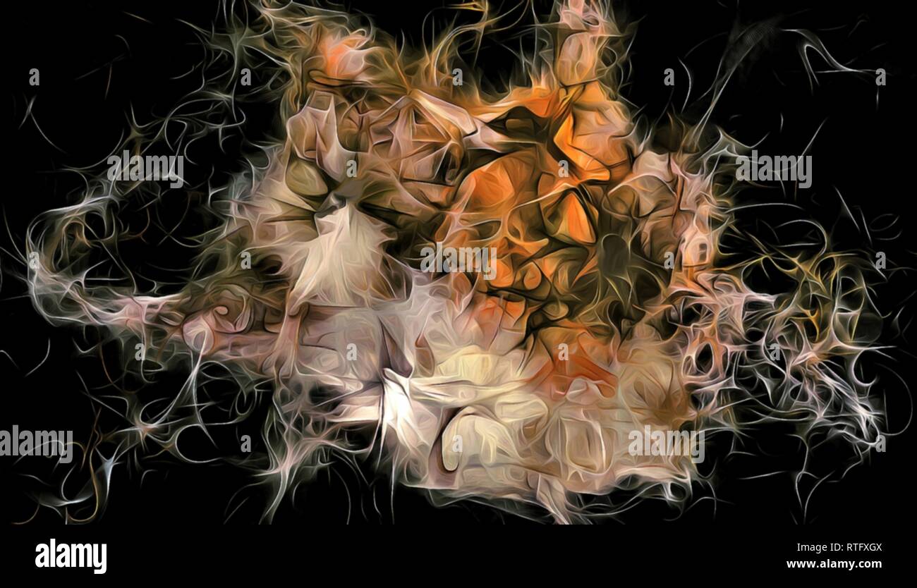 Abstract electrifying lines, smoky fractal pattern, digital ...