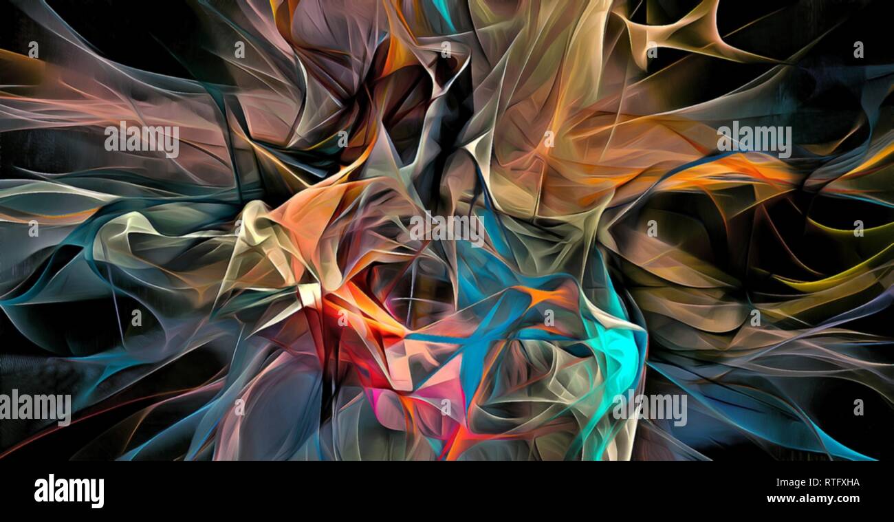 Abstract electrifying lines, smoky fractal pattern, digital ...