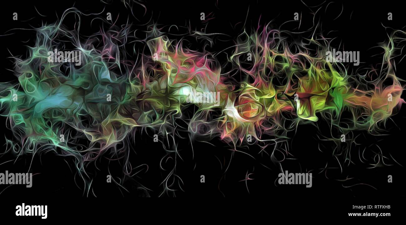 Abstract electrifying lines, smoky fractal pattern, digital ...