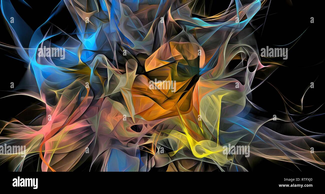 Abstract electrifying lines, smoky fractal pattern, digital ...
