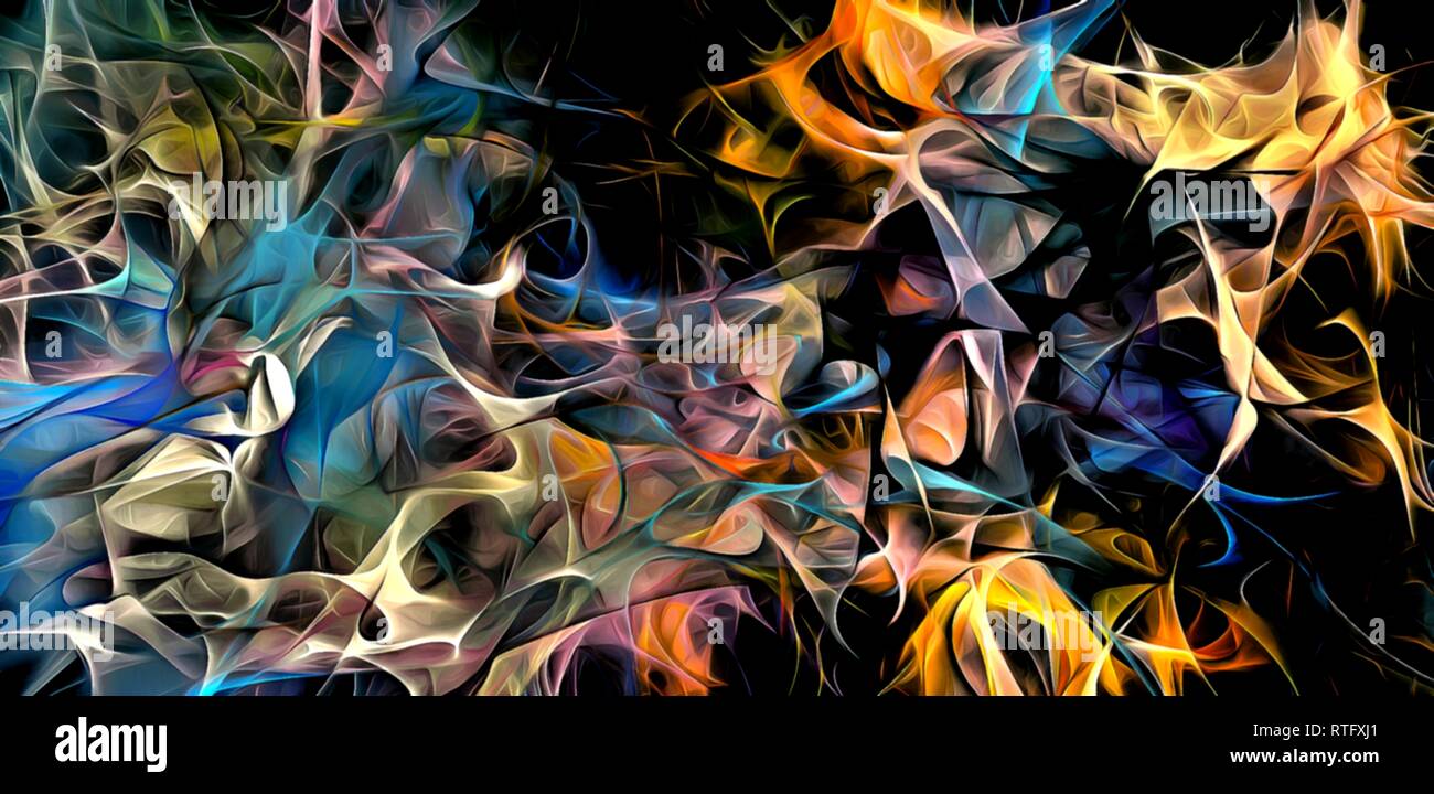 Abstract electrifying lines, smoky fractal pattern, digital ...