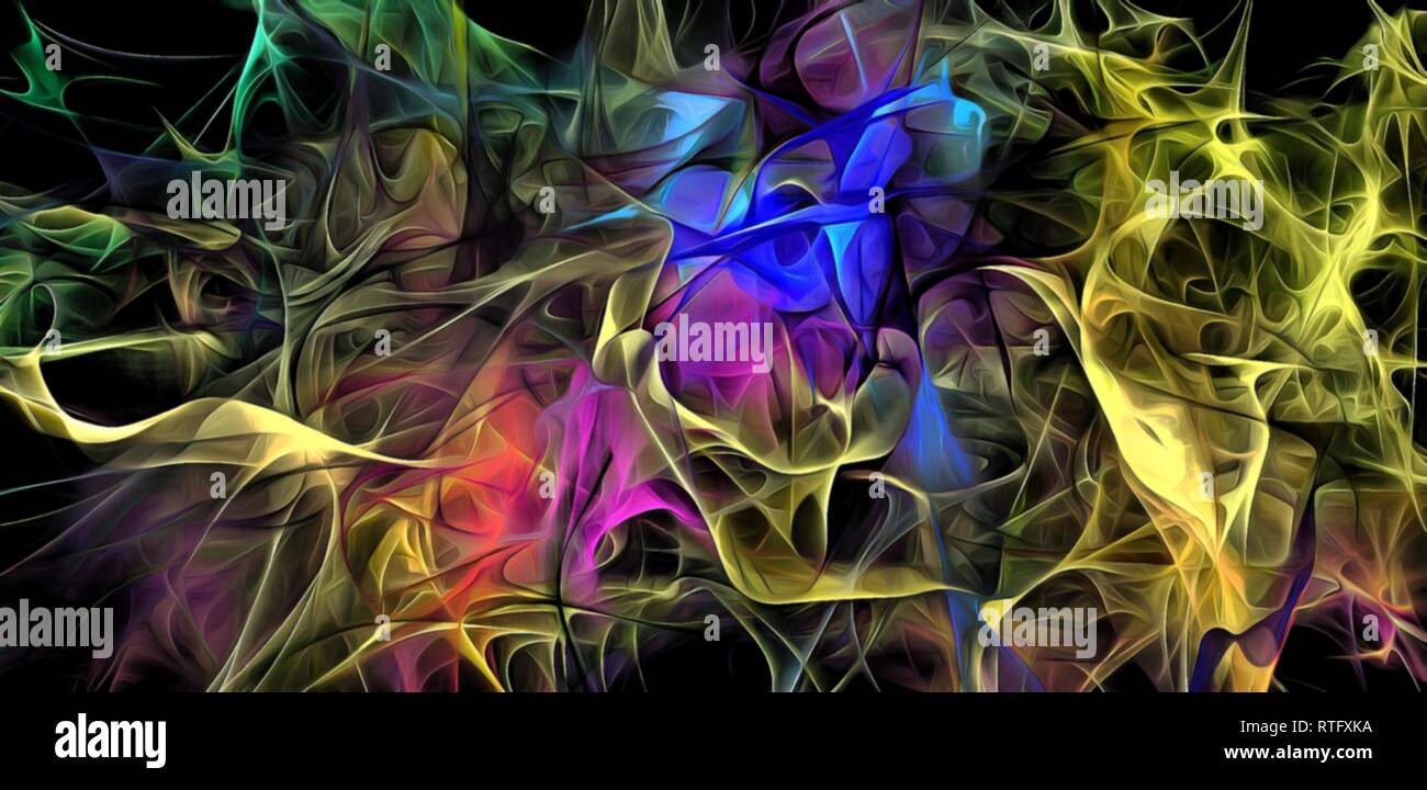 Abstract electrifying lines, smoky fractal pattern, digital ...