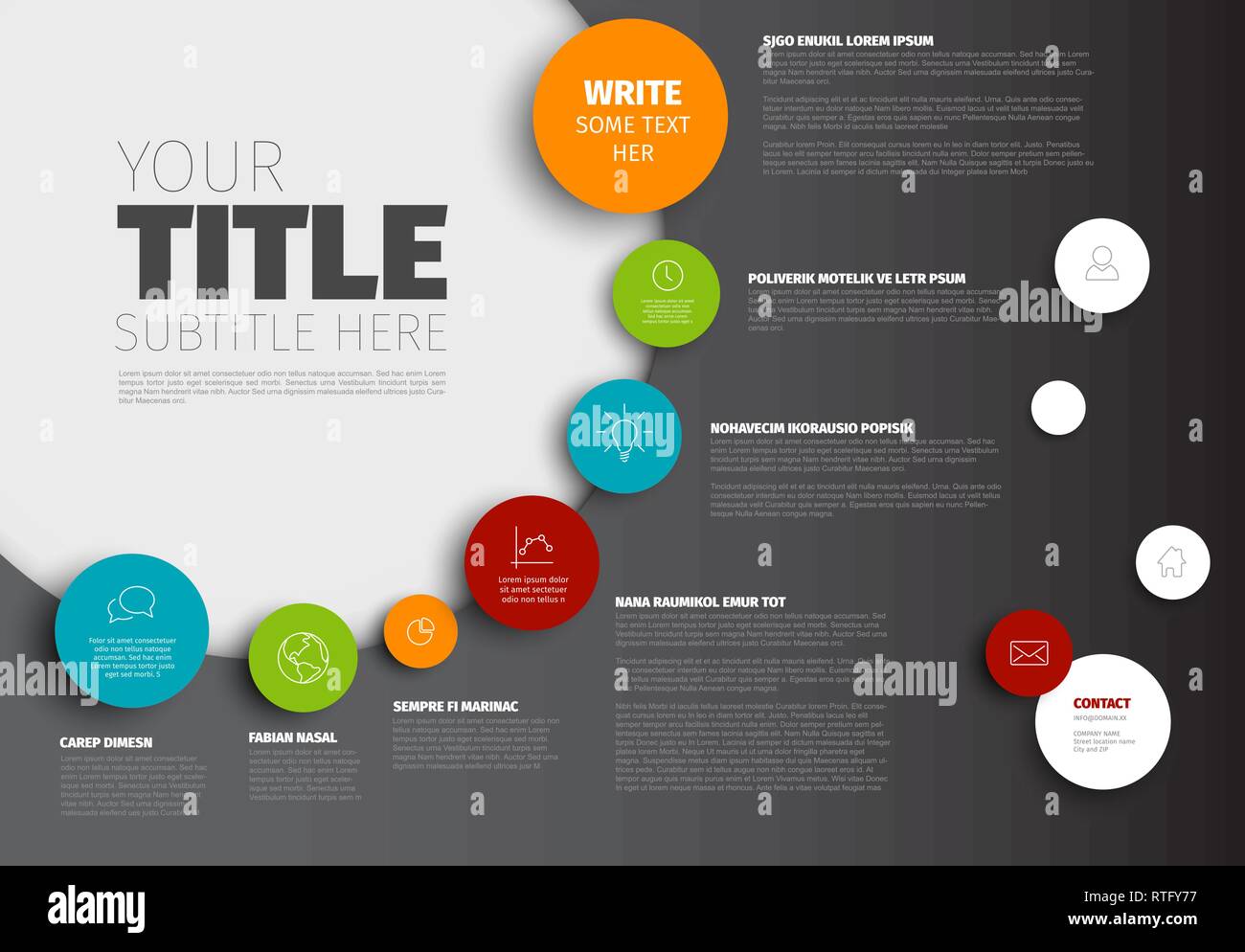 Vector Infographic timeline report template with circles and icons ...