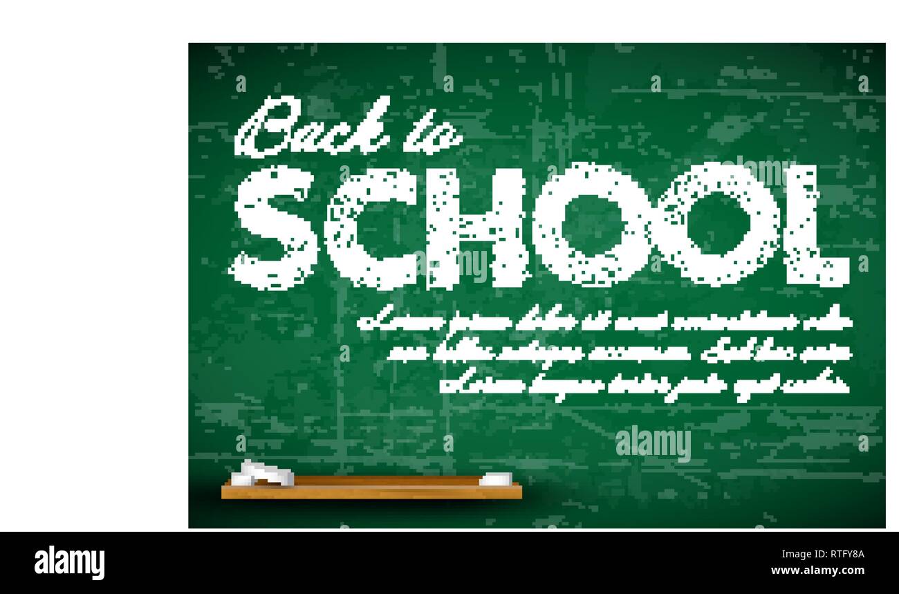 Back to school vector white illustration on a green chalkboard Stock ...