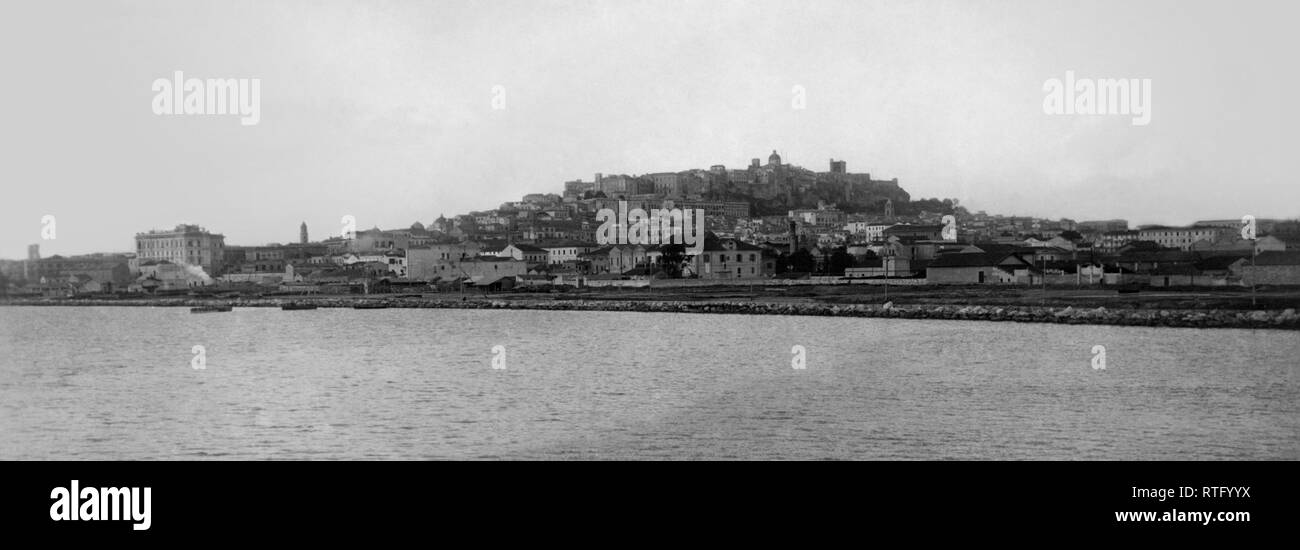 Italy, Sardinia, Cagliari, view of the city from the sea, 1920-30 Stock Photo