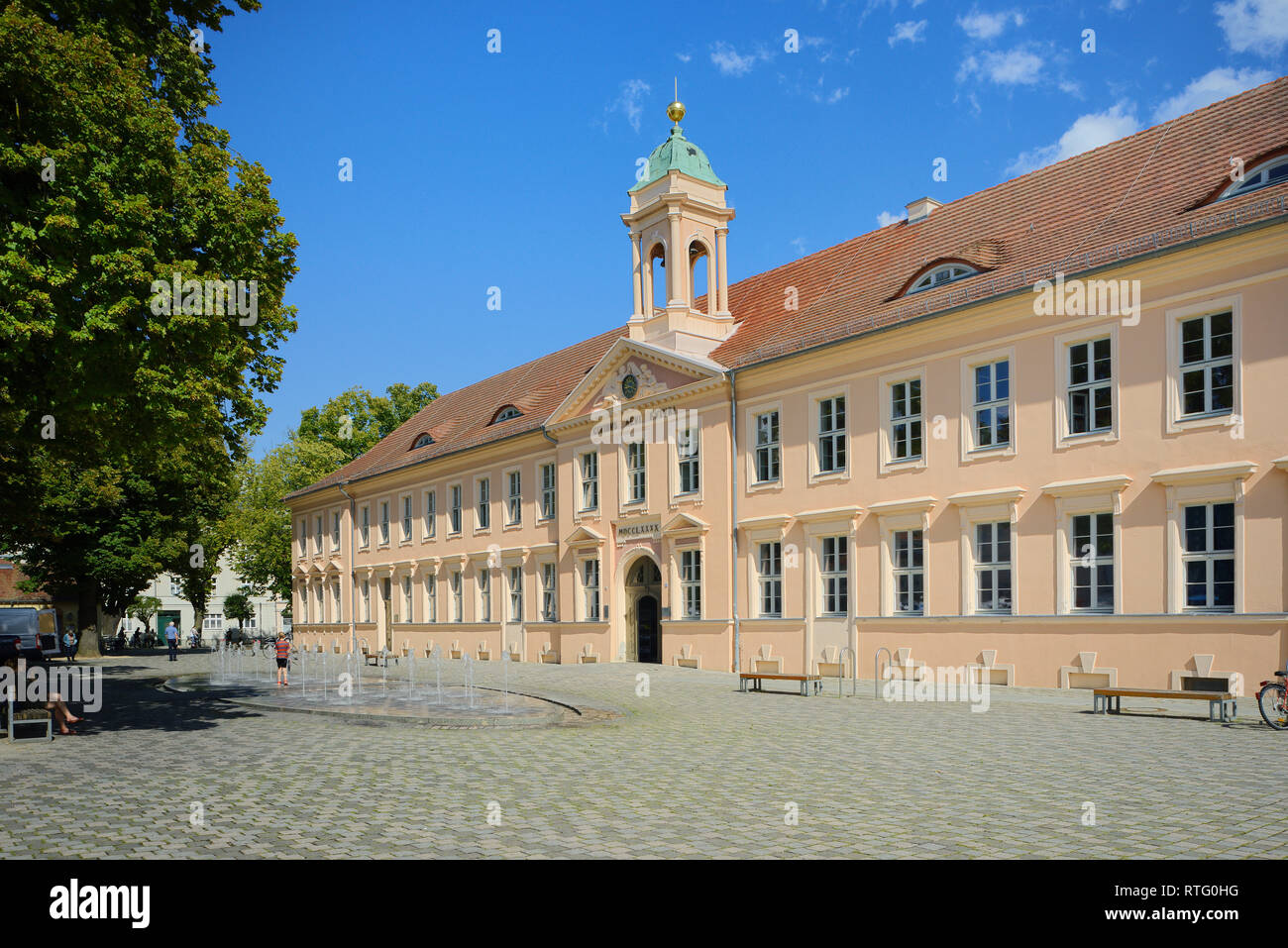 Altes Gymnasium, Old Grammar School, Old High School, Schulplatz square, Neuruppin, Brandenburg, Germany Stock Photo