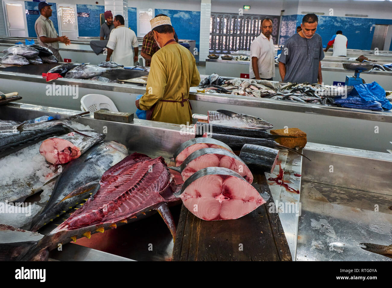 Muscat Fish Sultanate of Oman, Muscat, the corniche of Muttrah, the old town of ...