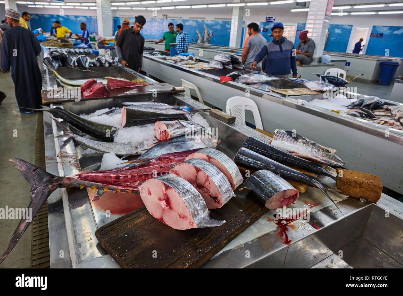 Muscat Fish Sultanate of Oman, Muscat, the corniche of Muttrah, the old town of ...