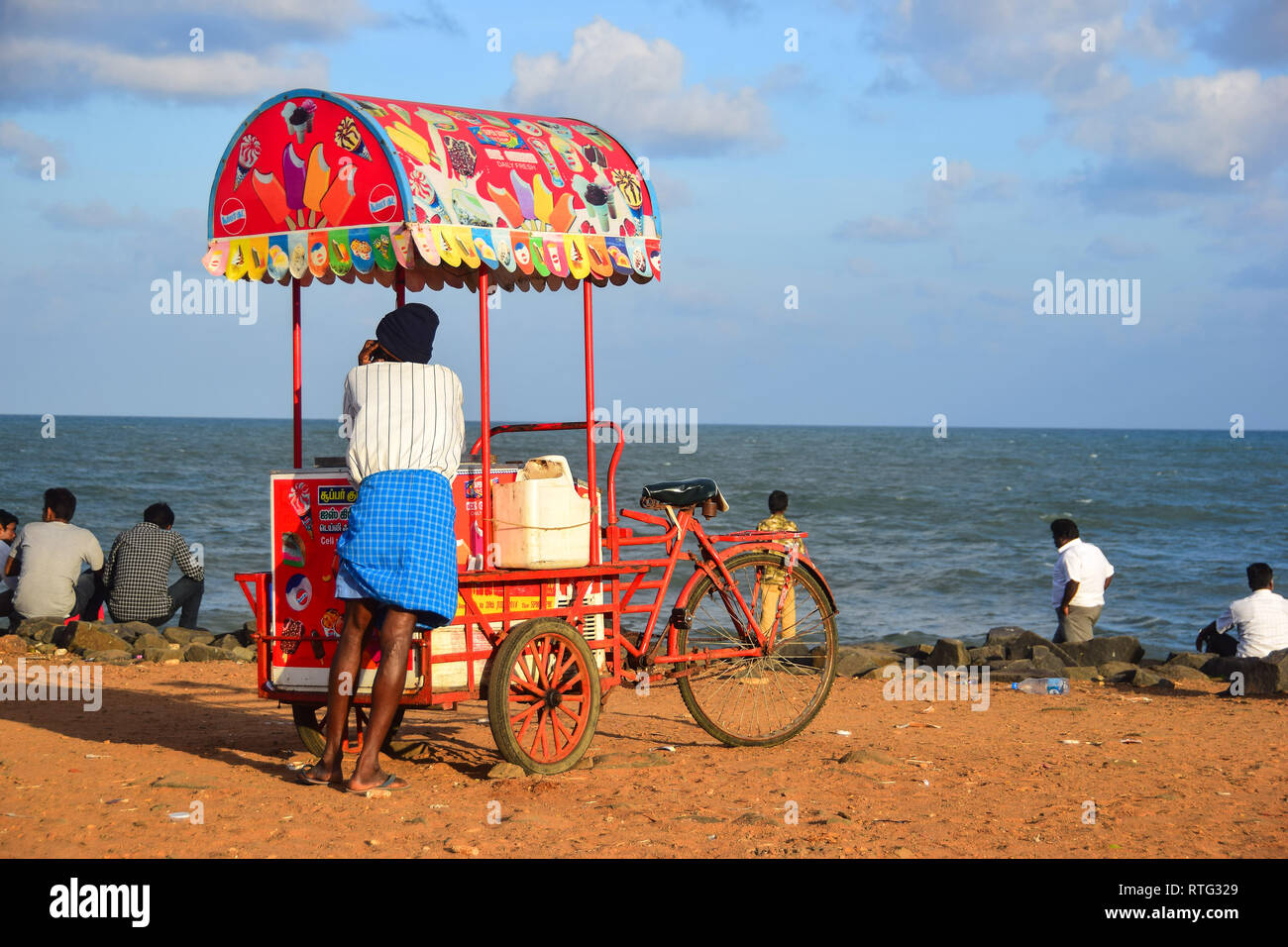 Ice Cream carts,Pondicherry, Puducherry, Tamil Nadu, India Stock Photo
