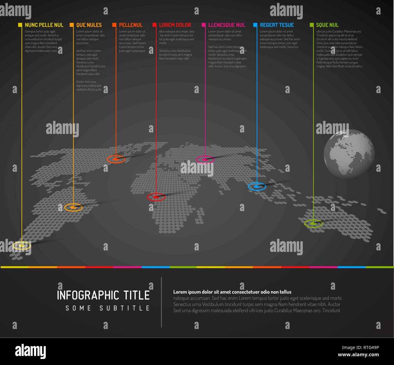 World Map Infographic Dark World Map With Straight Long Pointer