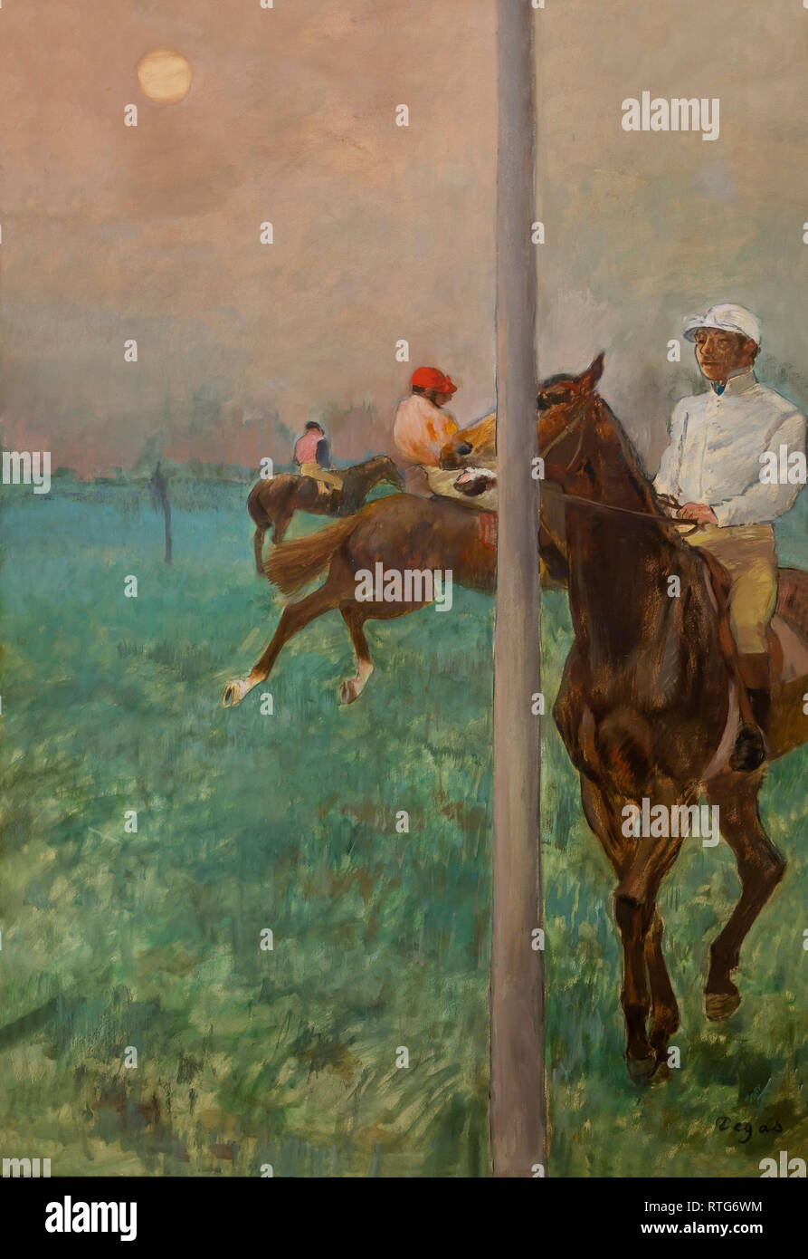 Edgar degas jockeys before the race hires stock photography and images