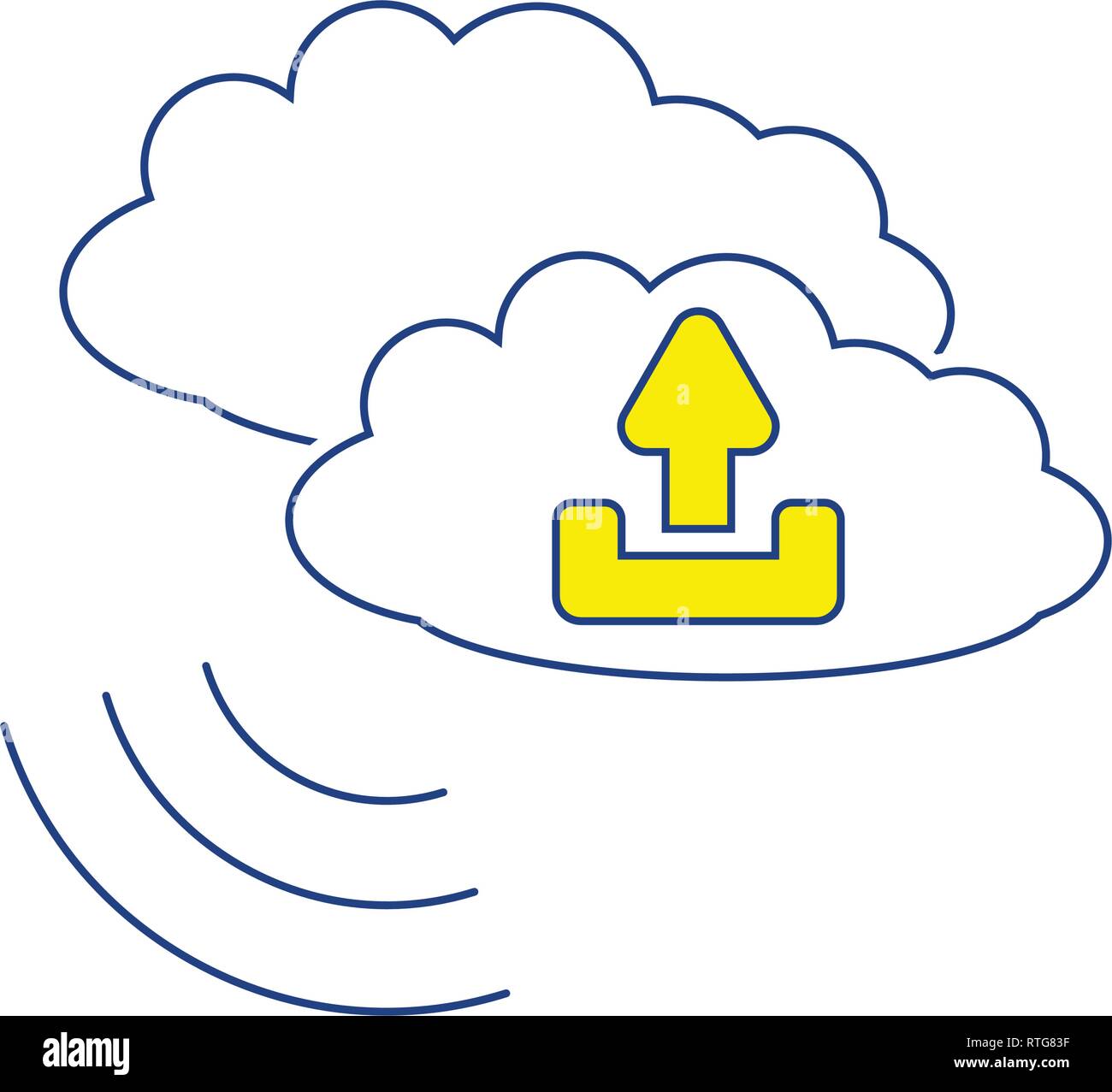 Cloud upload icon. Thin line design. Vector illustration Stock Vector ...