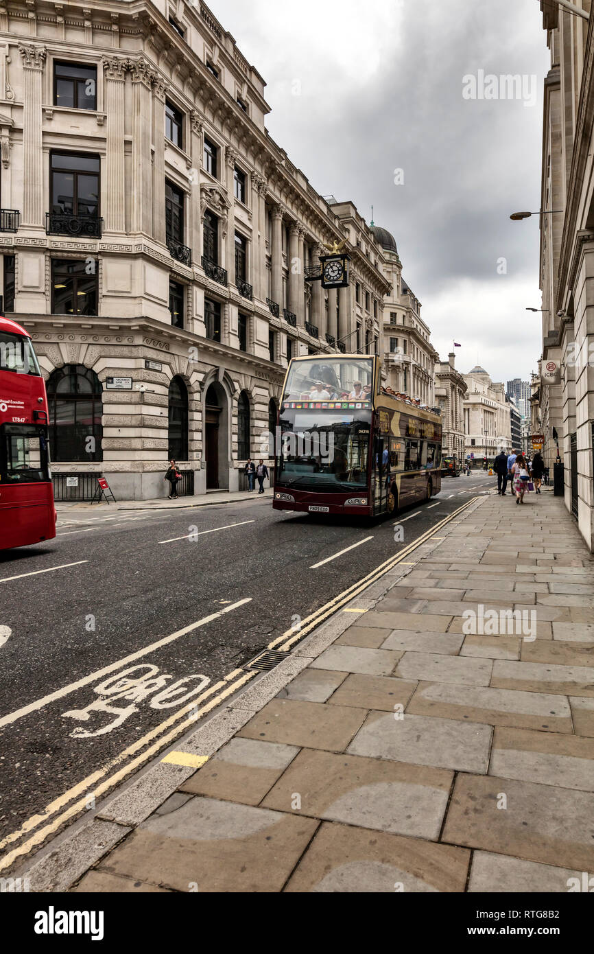 Tourist bus, King William Street, London, England, UK Stock Photo