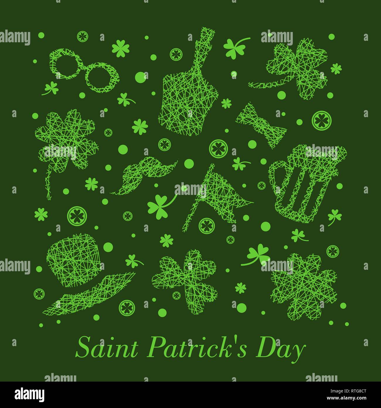 St Patricks Day greeting card background. Vector illustration. Stock Vector
