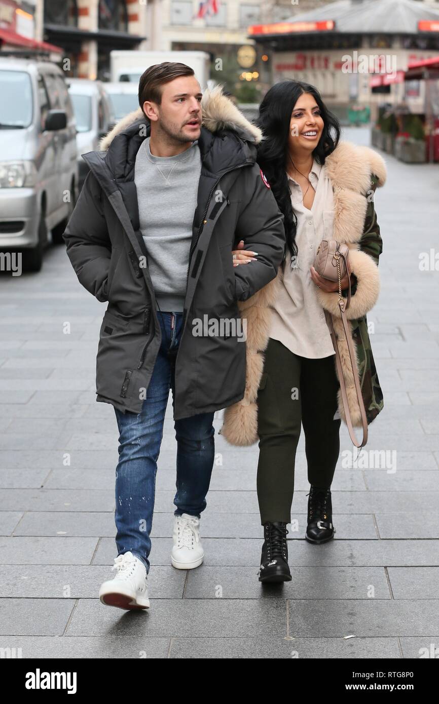 Cara De La Hoyde and Nathan Massey seen leaving Global studios after appearing on Hearts breakfast show  Featuring: Cara De La Hoyde, Nathan Massey Where: London, United Kingdom When: 29 Jan 2019 Credit: Michael Wright/WENN.com Stock Photo