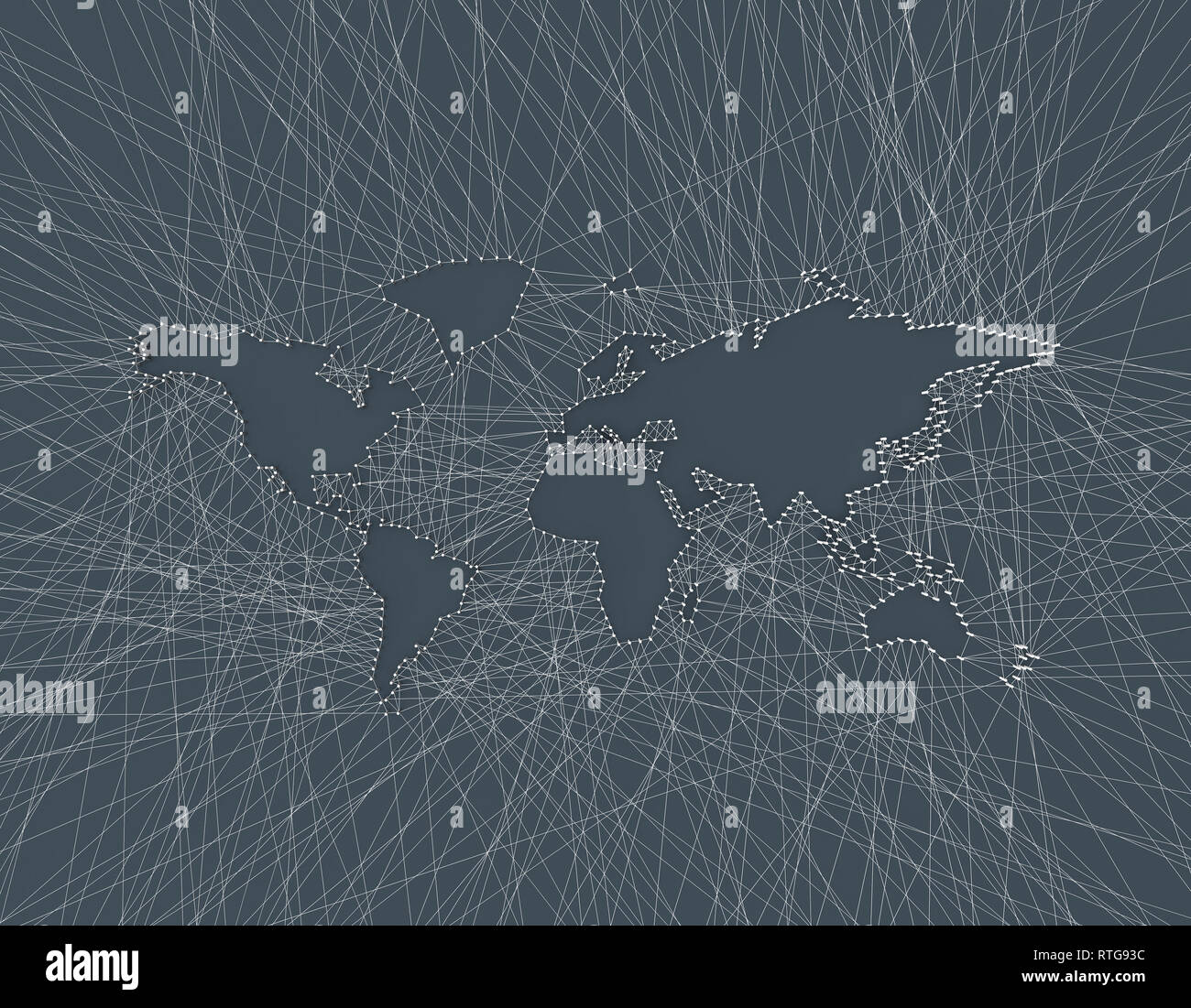 World map composed of crossed lines, technology network communication ...