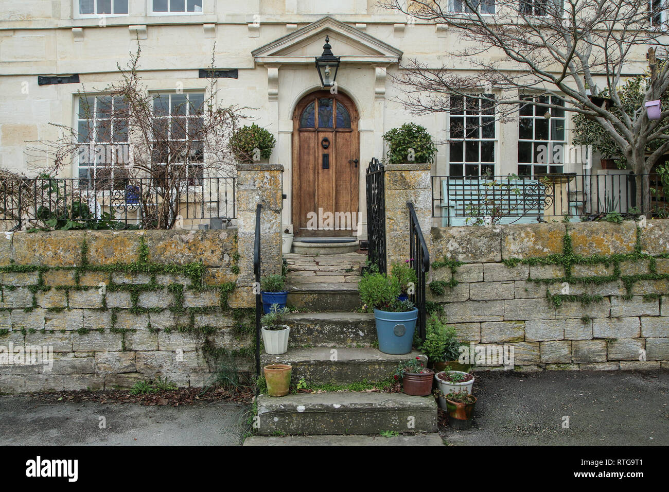 A picture of a traditional facade of a British house in Bradford on Avon. Stock Photo