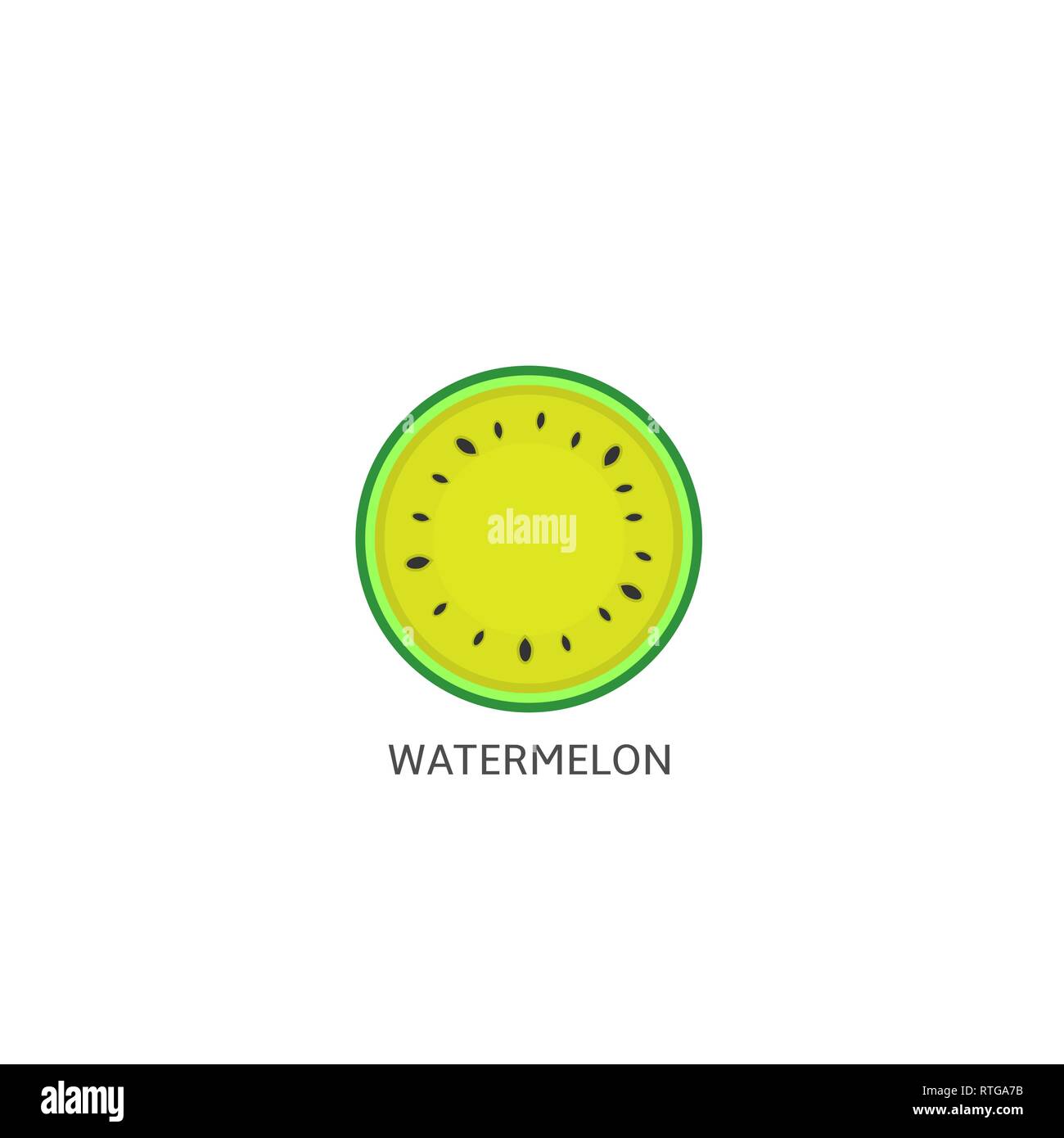Watermelon. Yellow Watermelon icon isolated, Summer time concept Vector ...