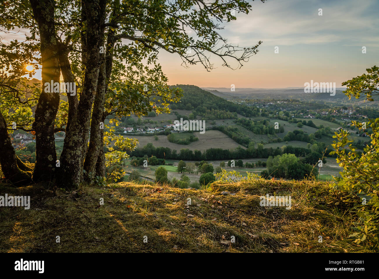Saint Cere and Bretenoux valley in the summer, Lot Stock Photo