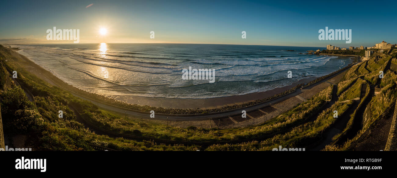 Panorama of Biarritz and cote des basques in Landes region Stock Photo