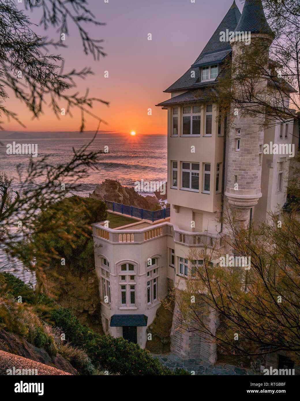 Castle above the sea, villa Belza in Biarritz, France Stock Photo