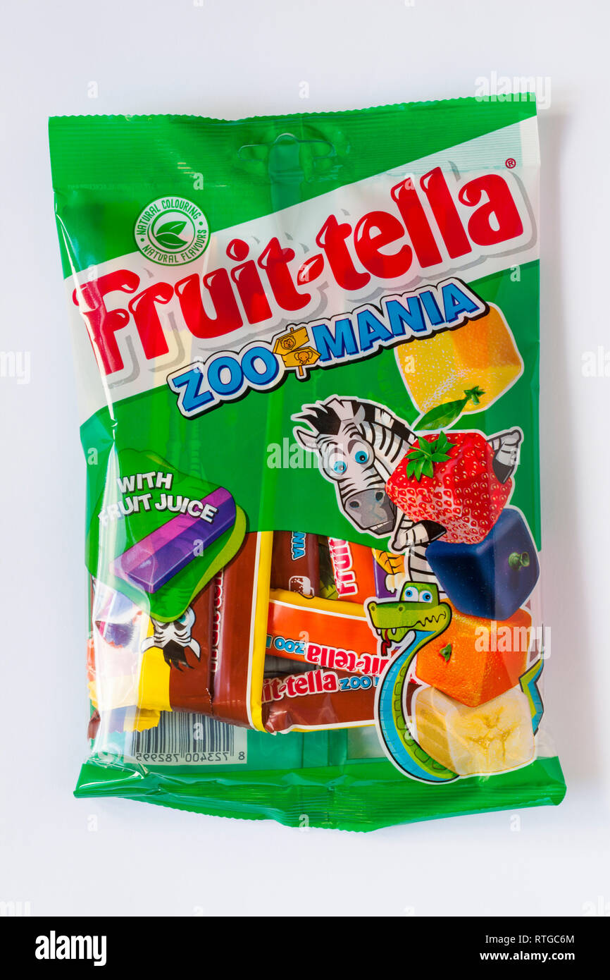 Packet of Fruittella zoomania zoo mania chewy sweets candies with