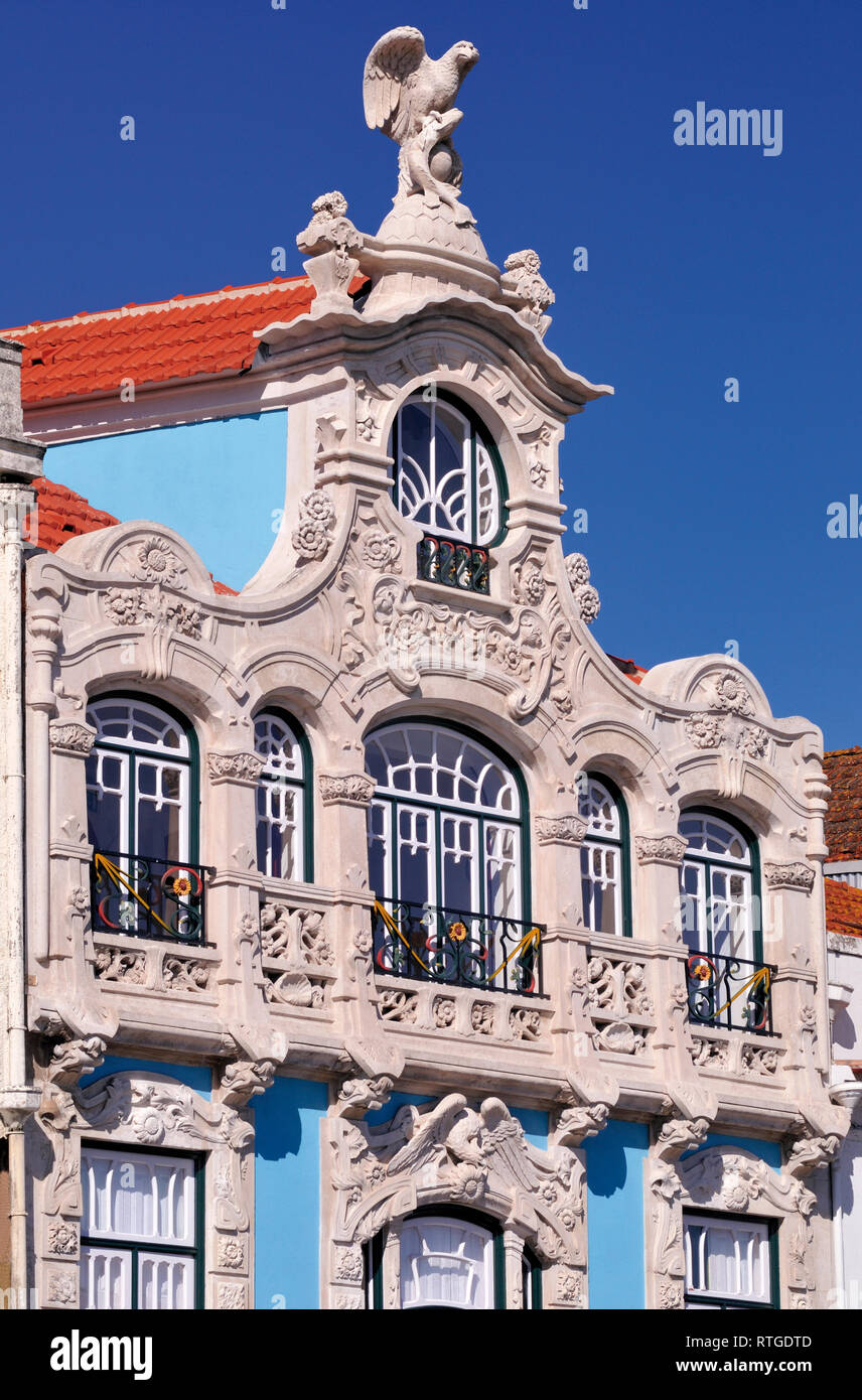 Deatail of ornamented art nouveau house Stock Photo