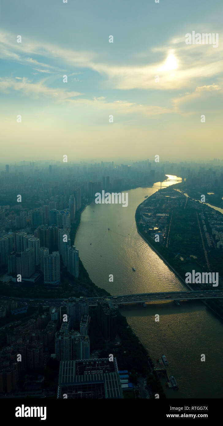 China, Guangzhou Skyline form Canton Tower Stock Photo