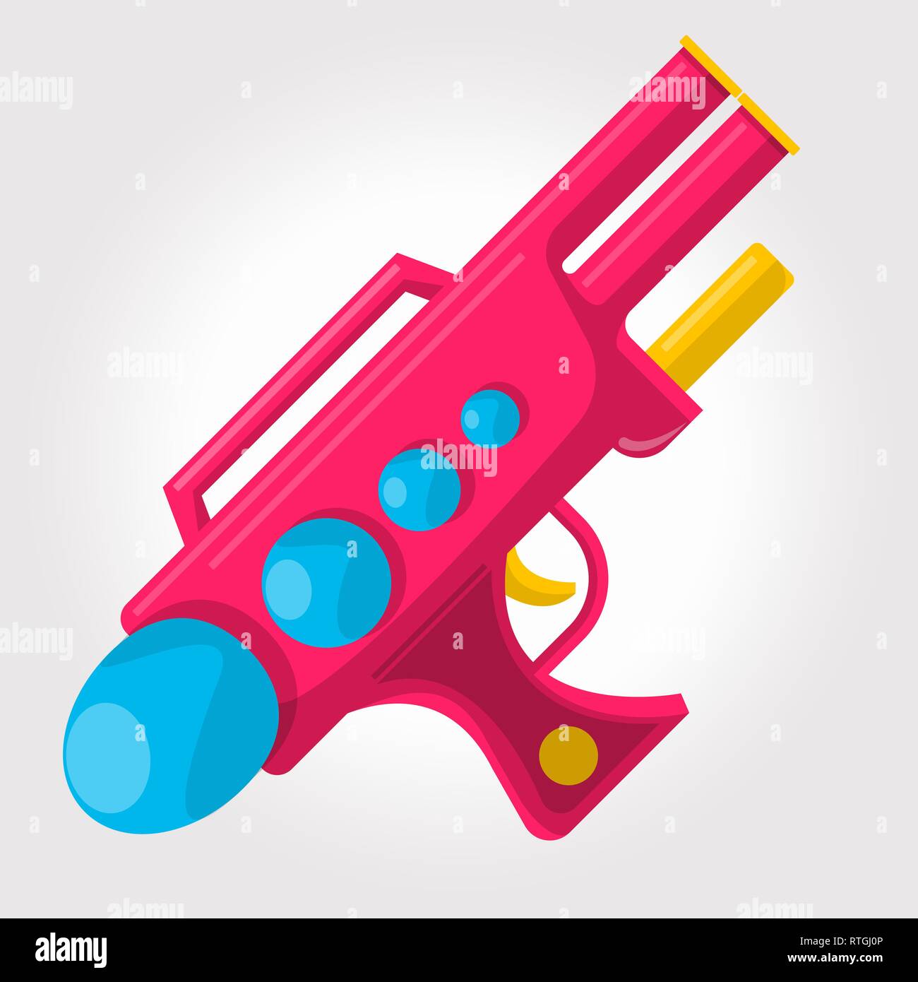 Blue and red toy spray gun isolated on a white background. Vector illustration. Stock Vector