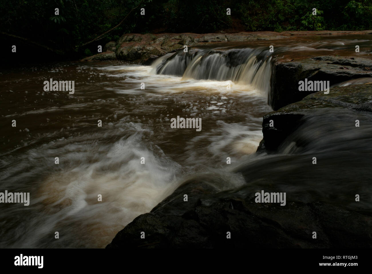 Arroyo (Stream) Mina cascading waterfalls in a rainforest, surrounded