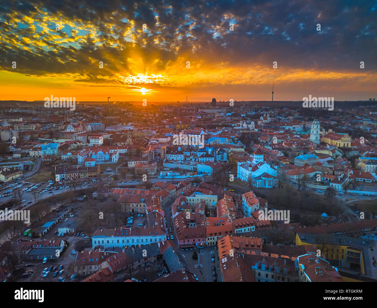 VILNIUS, LITHUANIA - aerial view of Vilnius old city Stock Photo