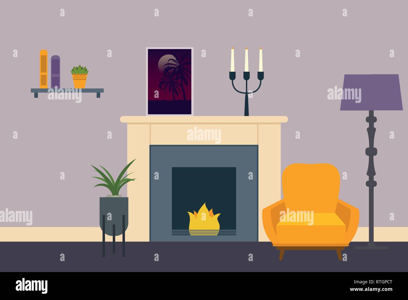 Living room Interior Flat living room interior Vector illustration ...