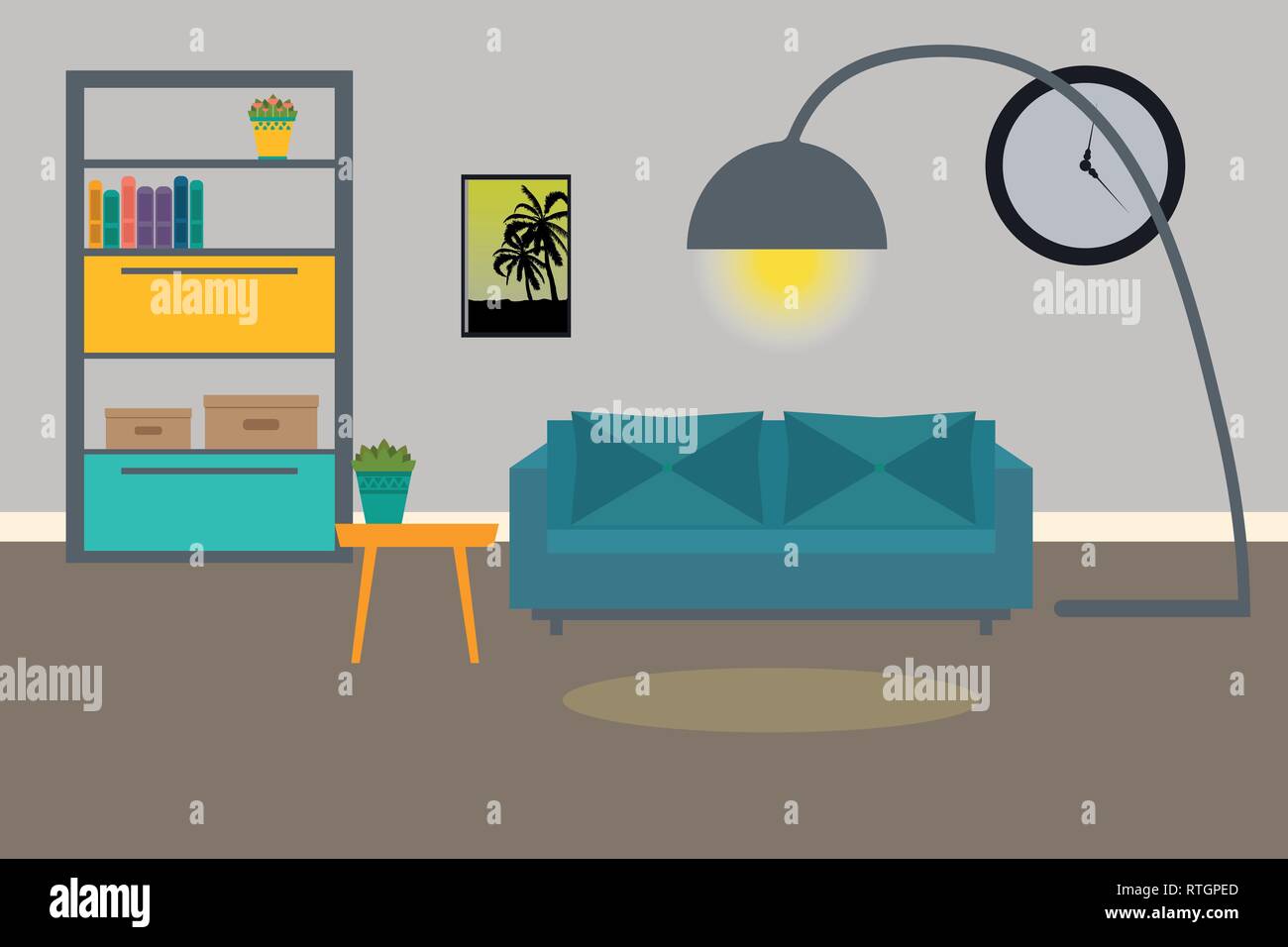 Living room Interior Flat living room interior Vector illustration ...