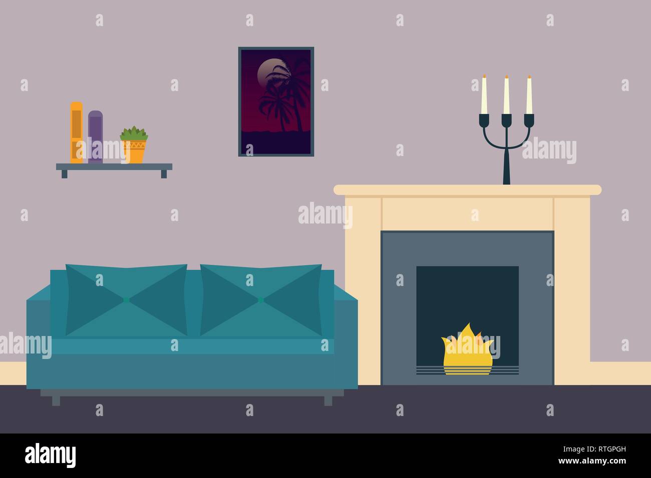 Living room Interior Flat living room interior Vector illustration ...