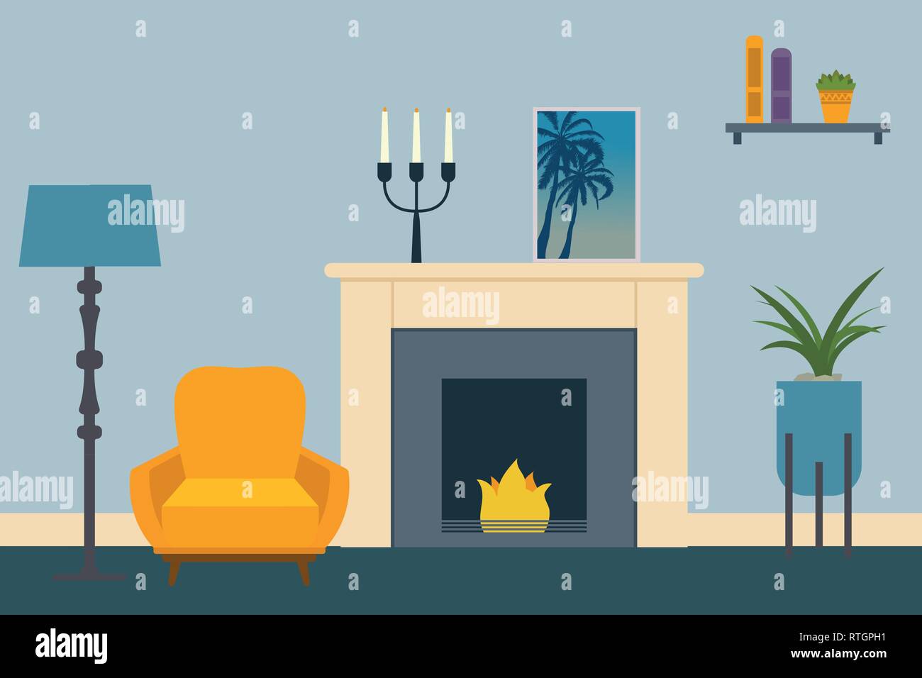 Living room Interior Flat living room interior Vector illustration ...