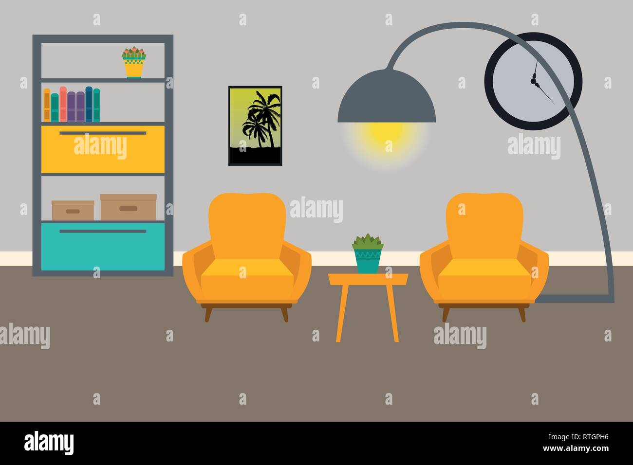 Living room Interior Flat living room interior Vector illustration ...