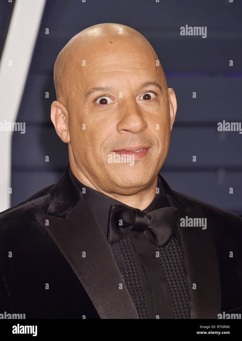 BEVERLY HILLS, CA - FEBRUARY 25: Vin Diesel attends the 2019 Vanity Fair Oscar Party hosted by Radhika Jones at Wallis Annenberg Center for the Perfor Stock Photo