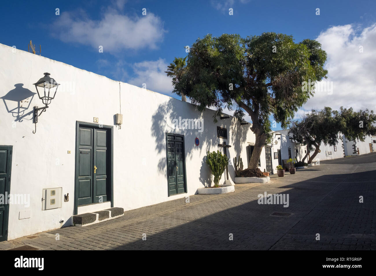 Streets without people in the village of Teguise in Lanzarote on a sunny day. Canary IslandsD Stock Photo
