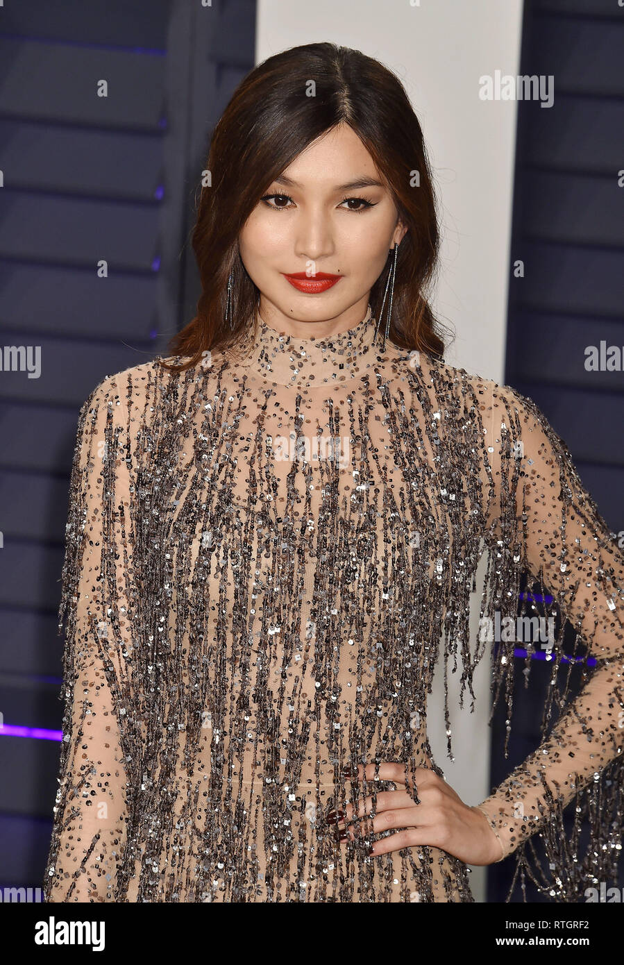 BEVERLY HILLS, CA - FEBRUARY 25: Gemma Chan  attends the 2019 Vanity Fair Oscar Party hosted by Radhika Jones at Wallis Annenberg Center for the Perfo Stock Photo