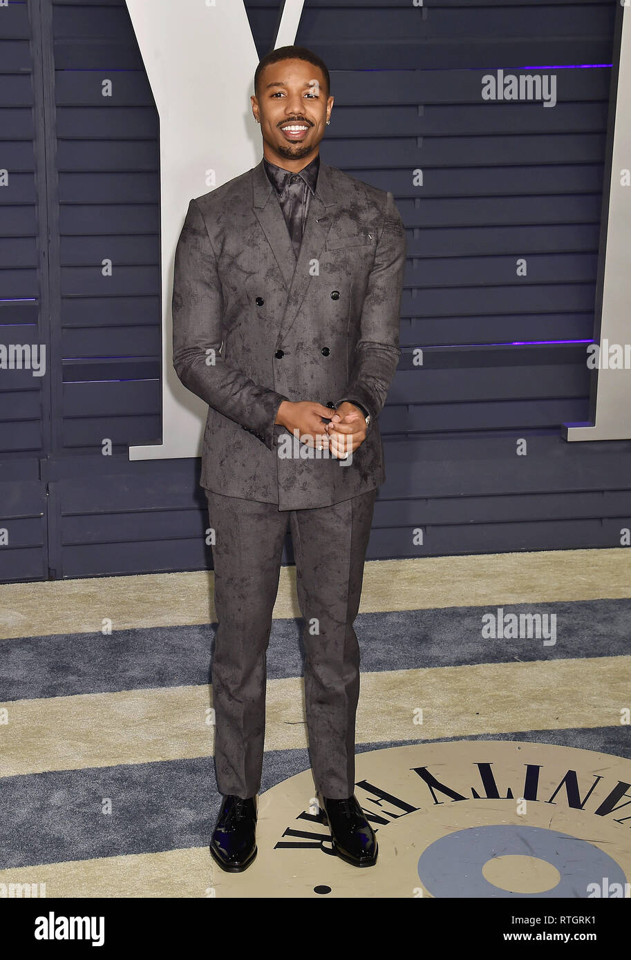 BEVERLY HILLS, CA FEBRUARY 25: Michael B. Jordan attends the 2019 Fair Oscar Party hosted by Radhika Jones at Wallis Annenberg Center for Stock Photo - Alamy