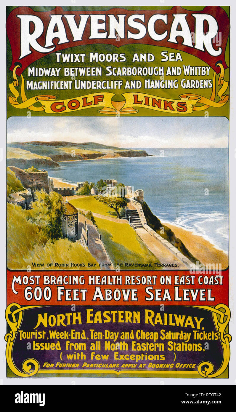 Vintage Ravenscar,, Yorkshire, promotional tourism poster Stock Photo